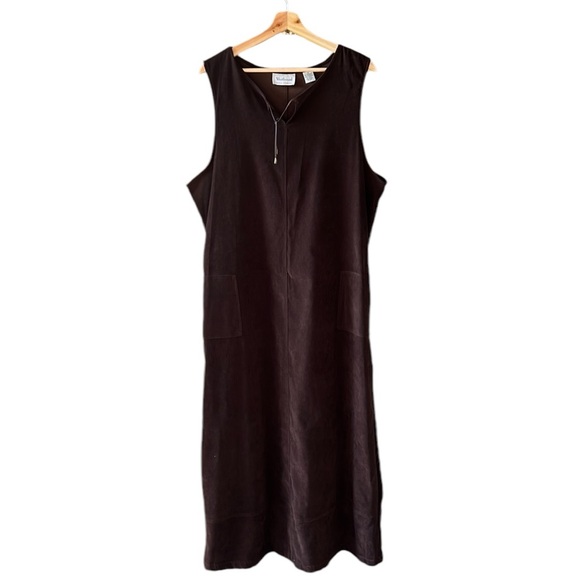 Westbound Sz 1X Chocolate Brown Faux Suede Jumper Maxi Dress - Picture 1 of 7